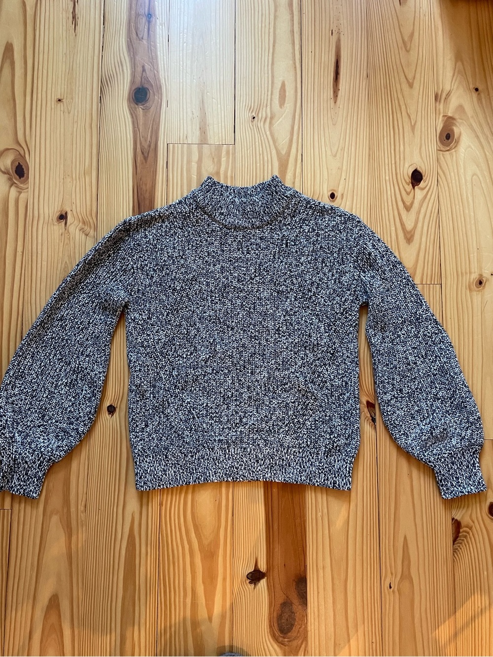 H&M Black & White Marled Turtleneck Sweater
